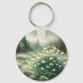 Aangepaste Naam Waterverf Bloemen Sneeuwklokjes Sleutelhanger (Voorkant)