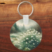 Aangepaste Naam Waterverf Bloemen Sneeuwklokjes Sleutelhanger (Achterkant)