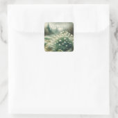 Aangepaste Naam Waterverf Bloemen Sneeuwklokjes Vierkante Sticker (Tas)