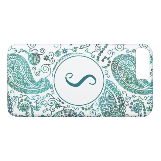 Aangepaste naam waterverf Blue Paisley Pattern Case-Mate iPhone Case (Achterkant (Horizontaal))