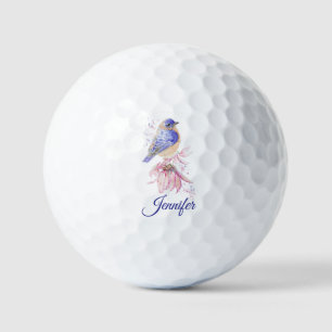 Aangepaste Naam Waterverf Bluebird Garden Bird Art Golfballen