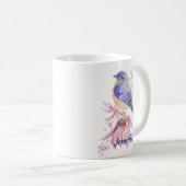 Aangepaste Naam Waterverf Bluebird Garden Bird Art Koffiemok (Voorkant rechts)