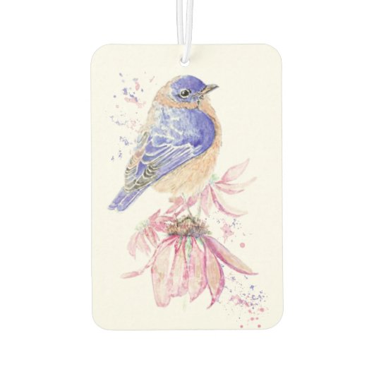 Aangepaste Naam Waterverf Bluebird Garden Bird Art Luchtverfrisser (Achterkant)