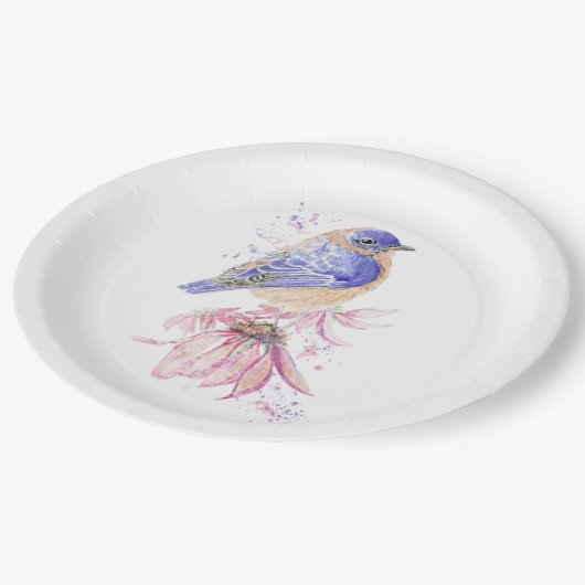 Aangepaste Naam Waterverf Bluebird Garden Bird Art Papieren Bordje (Gekanteld)