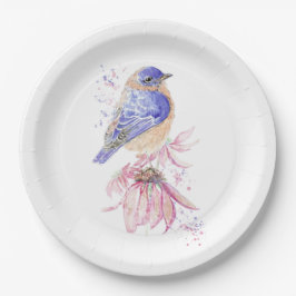 Aangepaste Naam Waterverf Bluebird Garden Bird Art Papieren Bordje