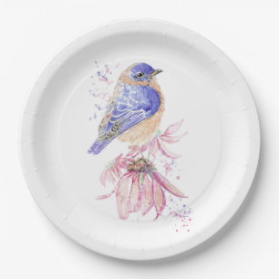Aangepaste Naam Waterverf Bluebird Garden Bird Art Papieren Bordje