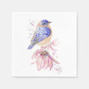 Aangepaste Naam Waterverf Bluebird Garden Bird Art Servet