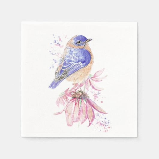 Aangepaste Naam Waterverf Bluebird Garden Bird Art Servet (Voorkant)