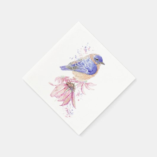 Aangepaste Naam Waterverf Bluebird Garden Bird Art Servet (Hoek)