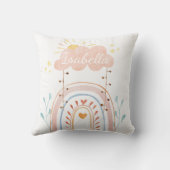 Aangepaste naam Waterverf Boho Rainbow Kinder kind Kussen (Achterkant)