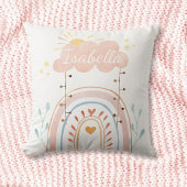 Aangepaste naam Waterverf Boho Rainbow Kinder kind Kussen