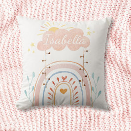 Aangepaste naam waterverf boho regenboog kinderkam kussen
