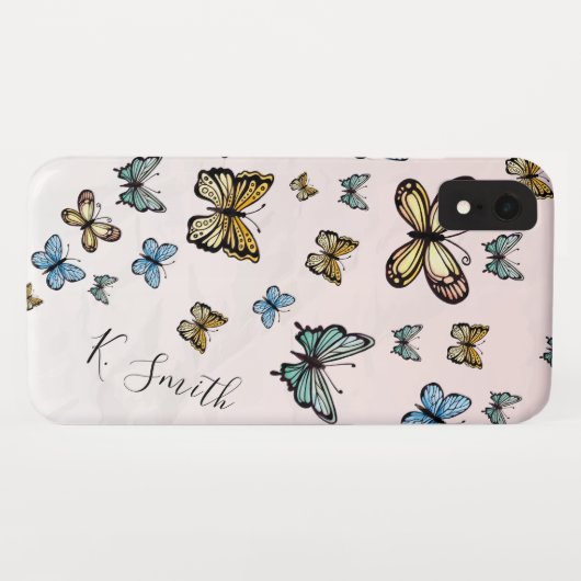 Aangepaste naam| Waterverf Butterflies Case-Mate iPhone Case (Achterkant (horizontaal))