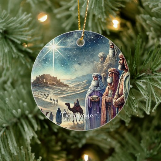 Aangepaste naam  Waterverf Drie wijze Mannen Keramisch Ornament (Boom)