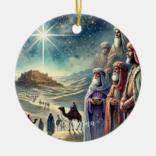 Aangepaste naam  Waterverf Drie wijze Mannen Keramisch Ornament (Voorkant)