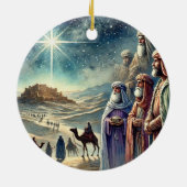 Aangepaste naam  Waterverf Drie wijze Mannen Keramisch Ornament (Achterkant)