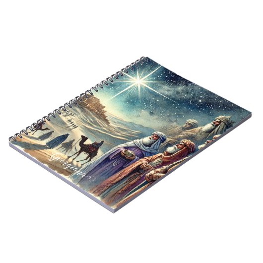 Aangepaste naam Waterverf Drie wijze Mannen Notitieboek (Linkerzijde)