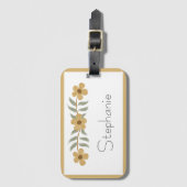 Aangepaste naam Waterverf Eenvoudige Floral Modern Bagagelabel (Voorkant (verticaal))