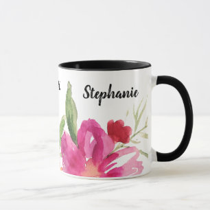 Aangepaste naam Waterverf Floral Afstuderen Cadeau Mok