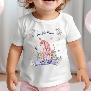 Aangepaste naam Waterverf Flower Unicorn Meisje