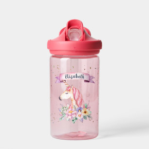 Aangepaste naam  Waterverf Flower Unicorn Waterfles