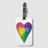 Aangepaste Naam Waterverf Hart Bagagelabel (Voorkant (verticaal))