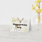 Aangepaste naam waterverf hert bos schattige verja kaart (Gele Bloem)