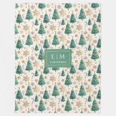 Aangepaste naam waterverf Kerstbomen fleece cadeau (Voorkant)