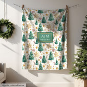 Aangepaste naam waterverf Kerstbomen fleece cadeau