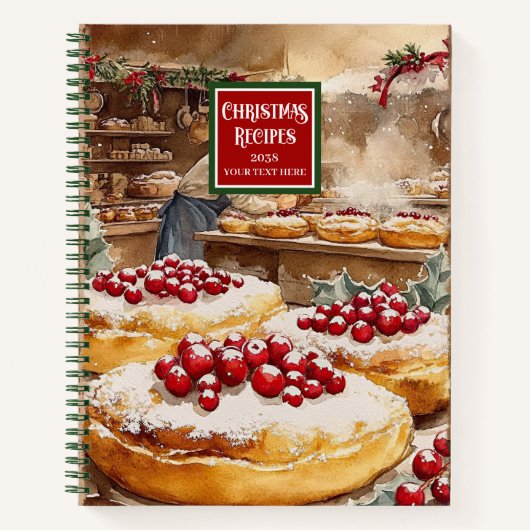 Aangepaste Naam Waterverf Kerstrecept Multomap Notitieboek (Voorkant)