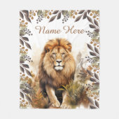 Aangepaste Naam Waterverf Leeuw Gepersonaliseerd K Fleece Deken (Voorkant)