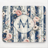 Aangepaste naam waterverf marine bloem streeppatro muismat (Voorkant)