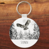 Aangepaste naam Waterverf met jachtvogels Sleutelhanger (Voorkant)