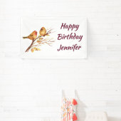 Aangepaste naam waterverf Mus kleine vogels Spandoek (Insitu)