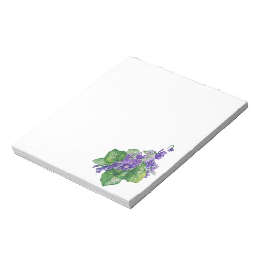 Aangepaste naam waterverf Paarse Violet Flower Notitieblok (Linkerzijde)