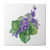 Aangepaste naam waterverf Paarse Violet Flower Tegeltje (Voorkant)