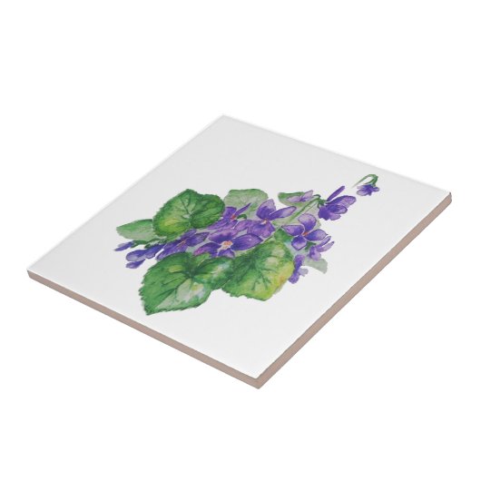 Aangepaste naam waterverf Paarse Violet Flower Tegeltje (Zijkant)