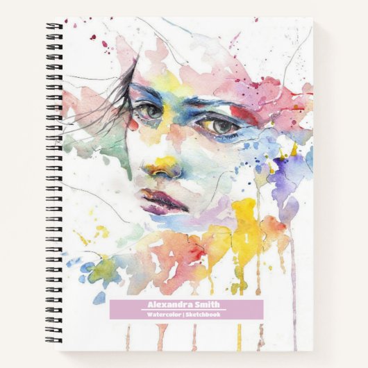 Aangepaste naam waterverf pastel  sketchbook notitieboek (Voorkant)