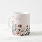 Aangepaste naam waterverf pioen botanisch voor haa koffiemok (Voorkant links)