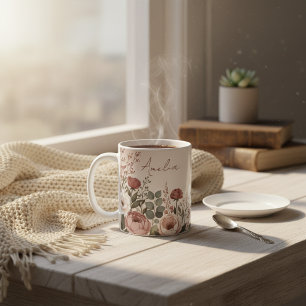 Aangepaste naam waterverf pioen botanisch voor haa koffiemok