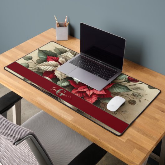 Aangepaste Naam  Waterverf Poinsettia Boeket Bureaumat (Kantoor 2)