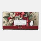 Aangepaste Naam  Waterverf Poinsettia Boeket Bureaumat (Keyboard & Muis)