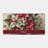 Aangepaste Naam  Waterverf Poinsettia Boeket Bureaumat (Voorkant)