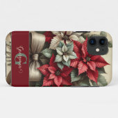 Aangepaste Naam  Waterverf Poinsettia Boeket Case-Mate iPhone Case (Achterkant (horizontaal))