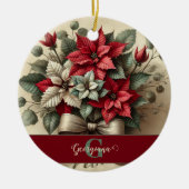 Aangepaste Naam  Waterverf Poinsettia Boeket Keramisch Ornament (Voorkant)