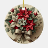 Aangepaste Naam  Waterverf Poinsettia Boeket Keramisch Ornament (Achterkant)