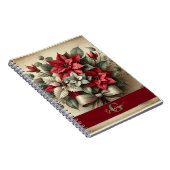 Aangepaste Naam  Waterverf Poinsettia Boeket Notitieboek (Rechterzijde)