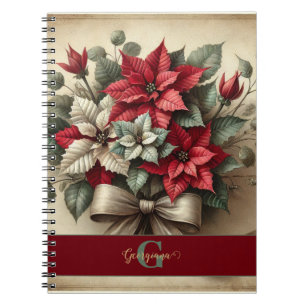 Aangepaste Naam Waterverf Poinsettia Boeket Notitieboek