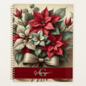 Aangepaste Naam  Waterverf Poinsettia Boeket Planner (Voorkant)