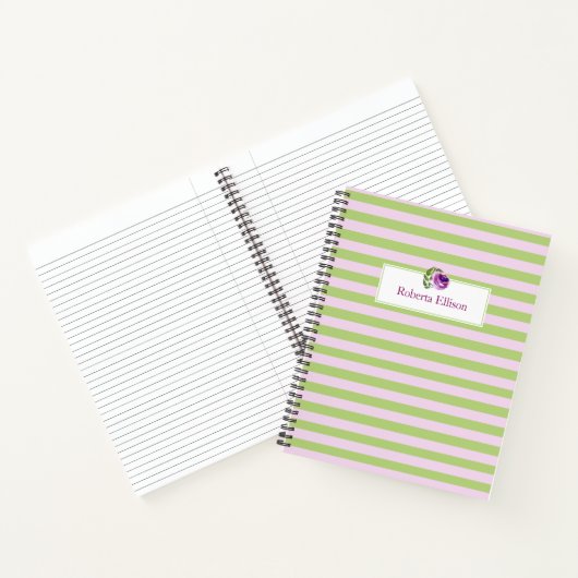 Aangepaste naam Waterverf Roos Stripes Business Notitieboek (Binnen)